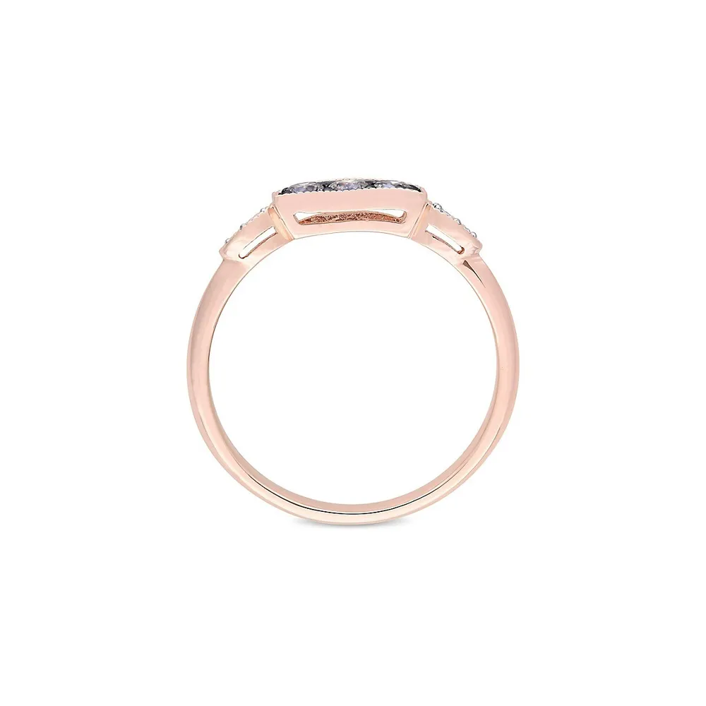 10K Rose Gold & 0.25 C.T T.W. Brown White Diamond 3-Stone Ring