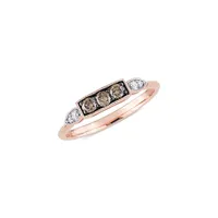 10K Rose Gold & 0.25 C.T T.W. Brown White Diamond 3-Stone Ring