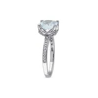 10K White Gold, Aquamarine & 0.06 CT. T. W. Diamond Ring