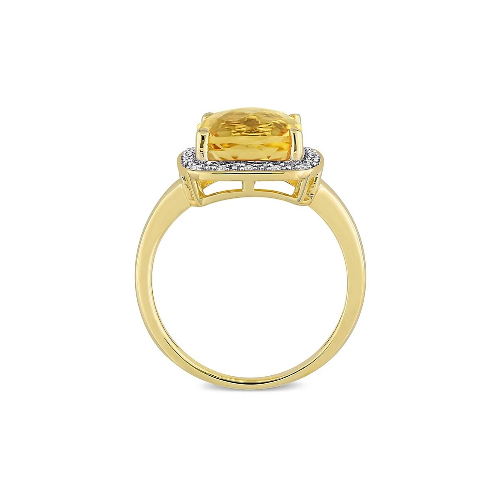 10K Yellow Gold, Citrine & 0.1 CT T.W. Diamond Halo Ring