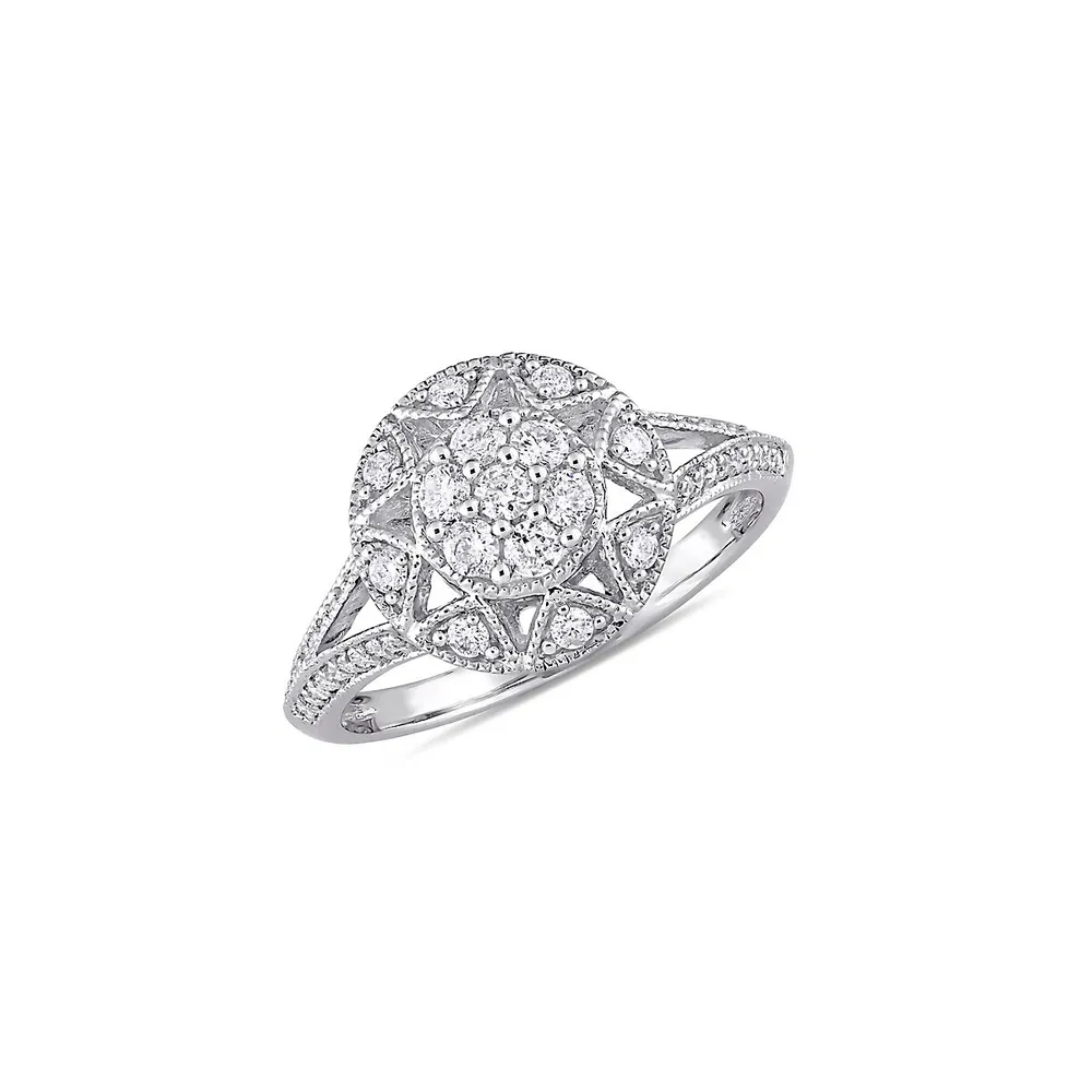 10K White Gold & 0.5 Ct. T.W. Diamond Composite Vintage Ring