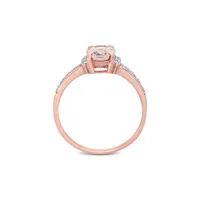 Bague en or rose 10 ct avec morganite de taille ovale et diamants 0,07