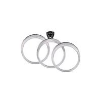 Black Rhodium-Plated Sterling Silver & 1.1 CT. T.W. Diamond 3-Piece Bridal Ring Set