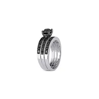 Black Rhodium-Plated Sterling Silver & 1.1 CT. T.W. Diamond 3-Piece Bridal Ring Set