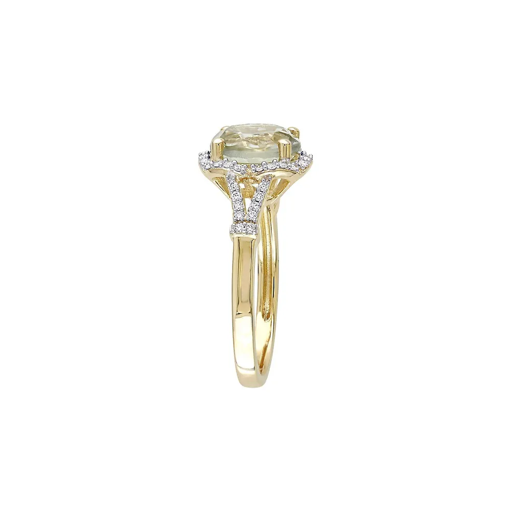 14K Yellow Gold Amethyset Ring with 0.2CT Diamonds