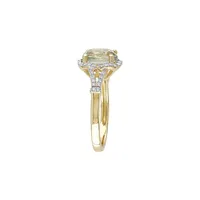 14K Yellow Gold Amethyset Ring with 0.2CT Diamonds