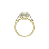 14K Yellow Gold Amethyset Ring with 0.2CT Diamonds