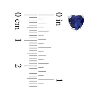 Sterling Silver & 1.8 CT. T.W. Created Blue Sapphire Heart Stud Earrings