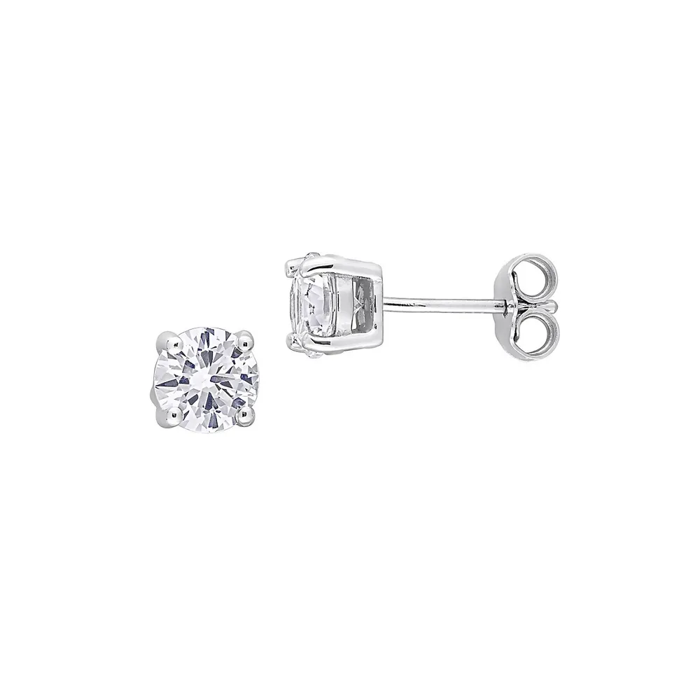 Sterling Silver & 2 CT. T.W. Created White Sapphire Stud Earrings