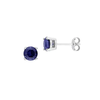 Sterling Silver & 2 CT. T.W. Created Blue Sapphire Stud Earrings