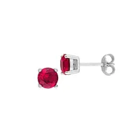 Sterling Silver & 2 CT. T.W. Created Ruby Stud Earrings