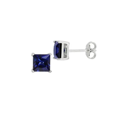 Sterling Silver & Lab-Created Blue Sapphire Stud Earrings