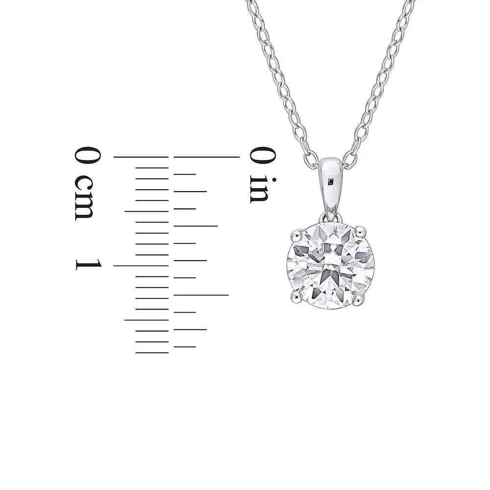 Sterling Silver & 1.8 CT. D.E.W. Created Moissanite Solitaire Heart-Detail Pendant Necklace