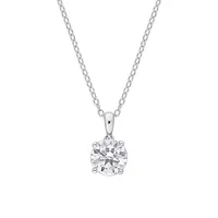 Sterling Silver & 1.8 CT. D.E.W. Created Moissanite Solitaire Heart-Detail Pendant Necklace
