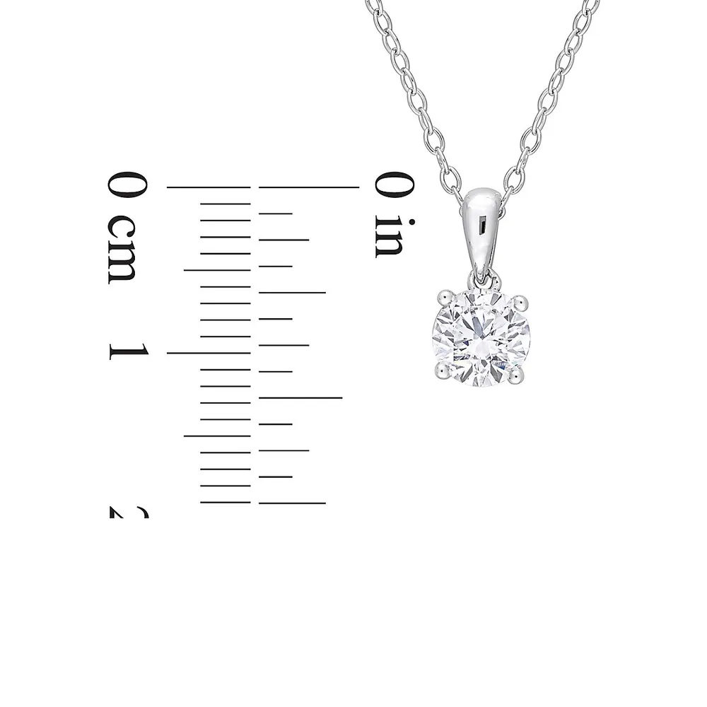 Sterling Silver & Lab-Created White Sapphire Solitaire Pendant Necklace