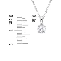 Sterling Silver & Lab-Created White Sapphire Solitaire Pendant Necklace