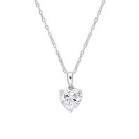 Sterling Silver & XX CT. D.E.W. Created Moissanite Heart Pendant Necklace