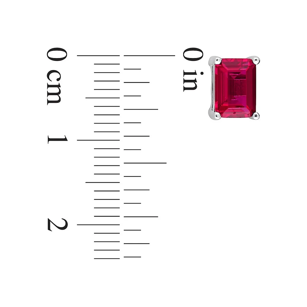 Sterling Silver & Lab-Created Ruby Stud Earrings