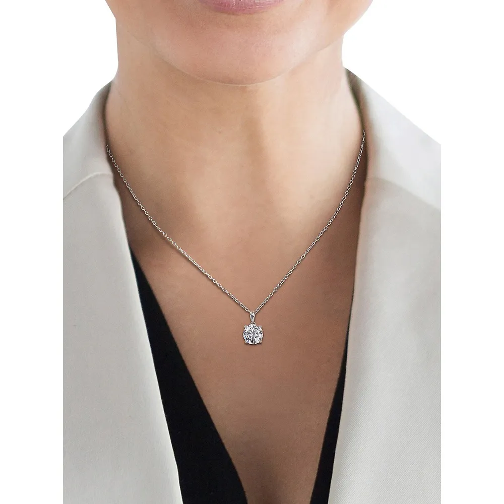 Sterling Silver & 1.8 CT. D.E.W. Created Moissanite Solitaire Pendant Necklace