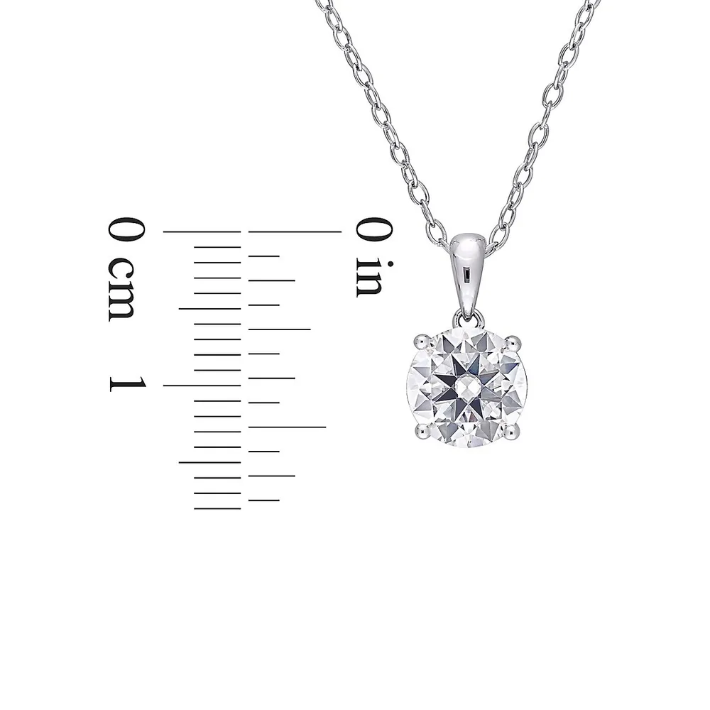 Sterling Silver & 1.8 CT. D.E.W. Created Moissanite Solitaire Pendant Necklace