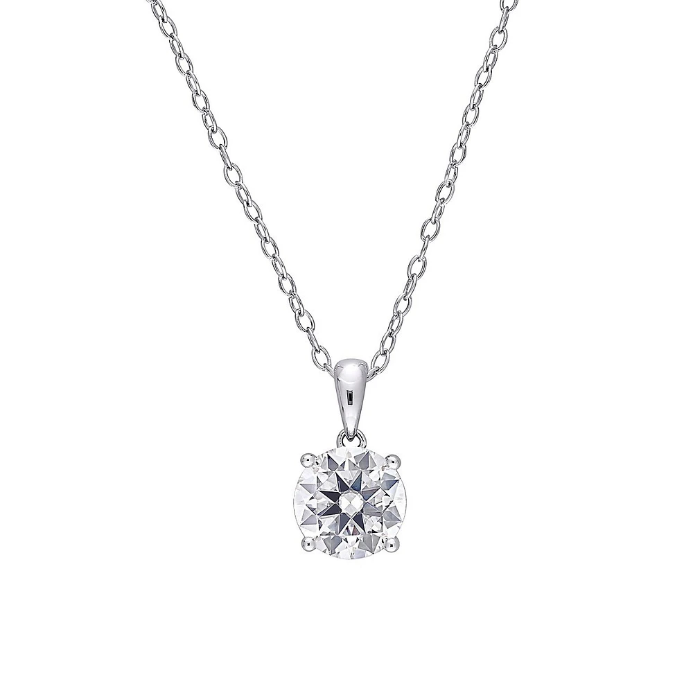 Sterling Silver & 1.8 CT. D.E.W. Created Moissanite Solitaire Pendant Necklace