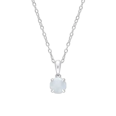 Sterling Silver & Opal Solitaire Pendant Necklace