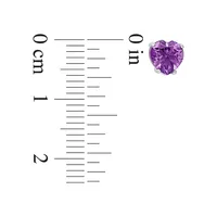 Sterling Silver & Amethyst Heart Stud Earrings