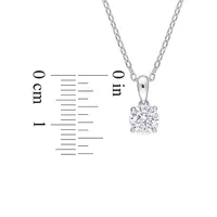 Sterling Silver & 0.7 CT. D.E.W. Created Moissanite Solitaire Heart-Design Pendant Necklace