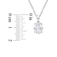 Sterling Silver & White Topaz Oval Solitaire Pendant Necklace