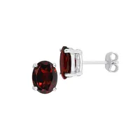 Sterling Silver & Garnet Stud Earrings