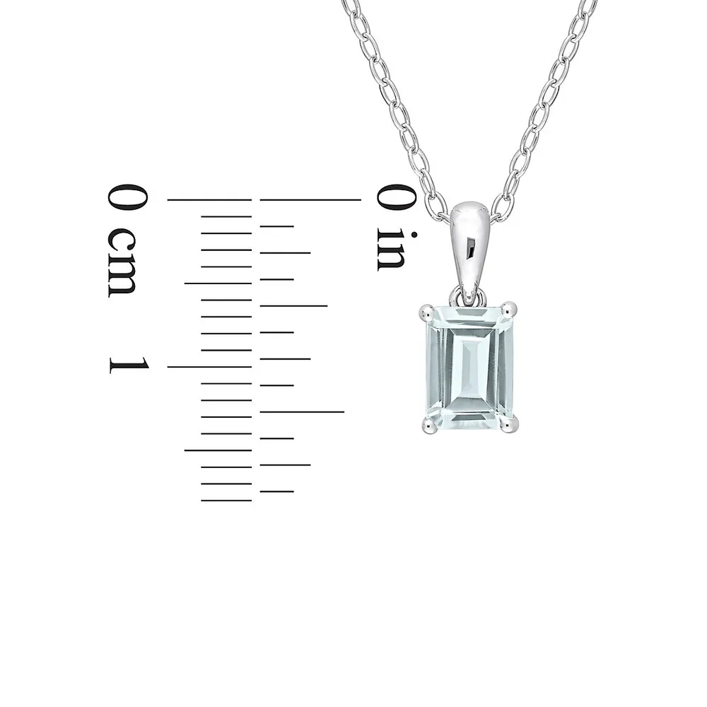 Sterling Silver & Lab-Created Aquamarine Pendant Necklace