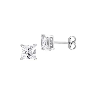 Sterling Silver & 2.5 CT. T.W. Created White Sapphire Princess-Cut Stud Earrings