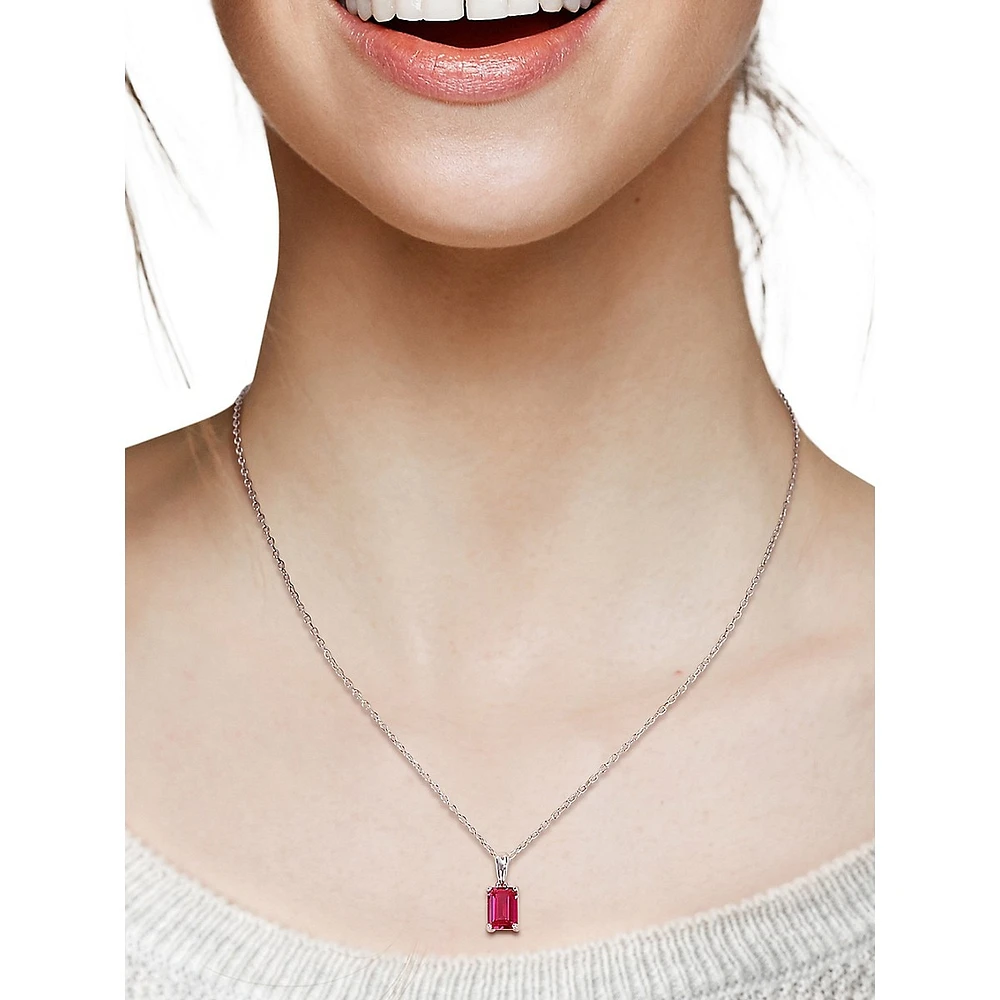 Sterling Silver & Lab-Created Ruby Pendant Necklace