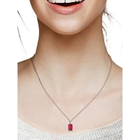 Sterling Silver & Lab-Created Ruby Pendant Necklace