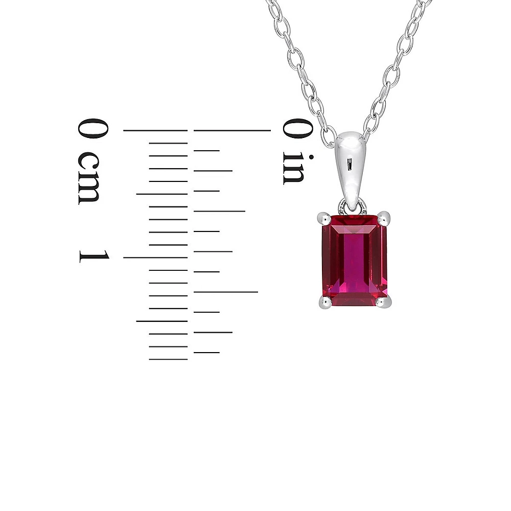 Sterling Silver & Lab-Created Ruby Pendant Necklace