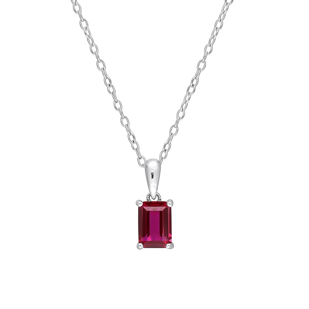 Sterling Silver & Lab-Created Ruby Pendant Necklace