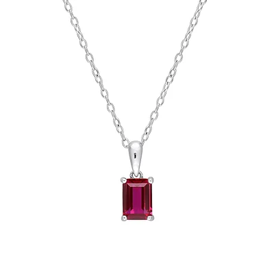 Sterling Silver & Lab-Created Ruby Pendant Necklace