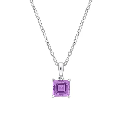 Sterling Silver & Lab-Created Amethyst Pendant Necklace
