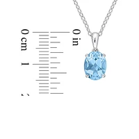 Sterling Silver & Sky Blue Topaz Oval Solitaire Pendant Necklace