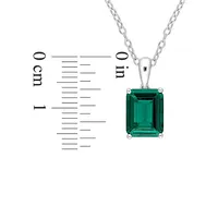 Sterling Silver & 2.3 CT. T.W Created Emerald Solitaire-Cut Heart Design Pendant Necklace