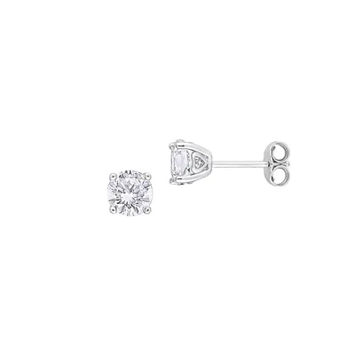 Sterling Silver & 2 CT. T.W. Created White Sapphire Stud Earrings