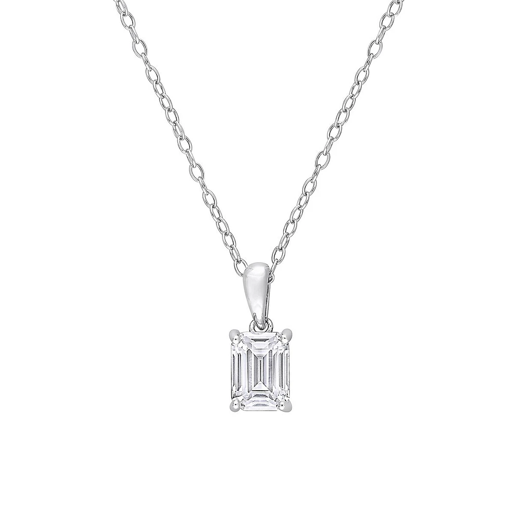 Sterling Silver & CT. D.E.W. Created Moissanite Solitaire Pendant Necklace