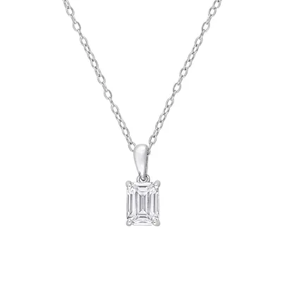 Sterling Silver & 1 CT. D.E.W. Created Moissanite Solitaire Pendant Necklace