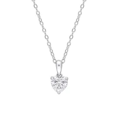 Sterling Silver & Lab-Created Moissanite Solitaire Pendant Necklace