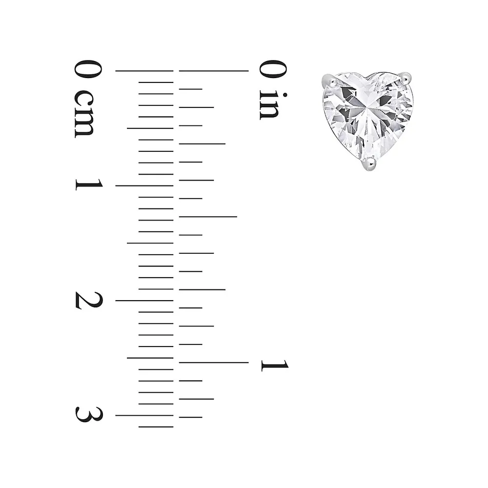 Sterling Silver & Lab-Created White Sapphire Heart Stud Earrings