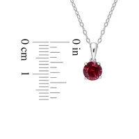 Sterling Silver & Lab-Created Ruby Solitaire Heart-Design Pendant Necklace