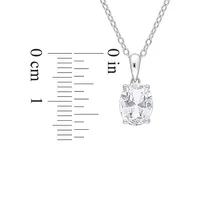 Sterling Silver & White Topaz Oval Solitaire Pendant Necklace