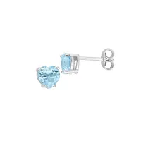 Sterling Silver & 2 CT. TW. Heart-Shape Sky Blue Topaz Stud Earrings