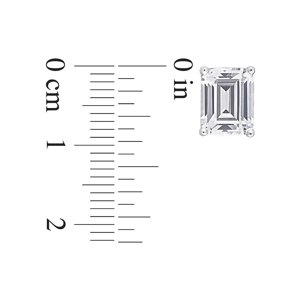 Sterling Silver & Lab-Created White Sapphire Emerald-Cut Stud Earrings