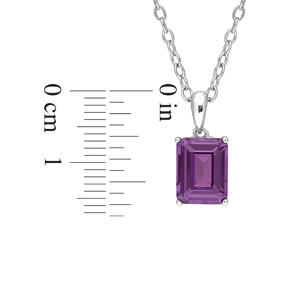 Sterling Silver & Lab-Created Alexandrite Emerald-Cut Solitaire Pendant Necklace